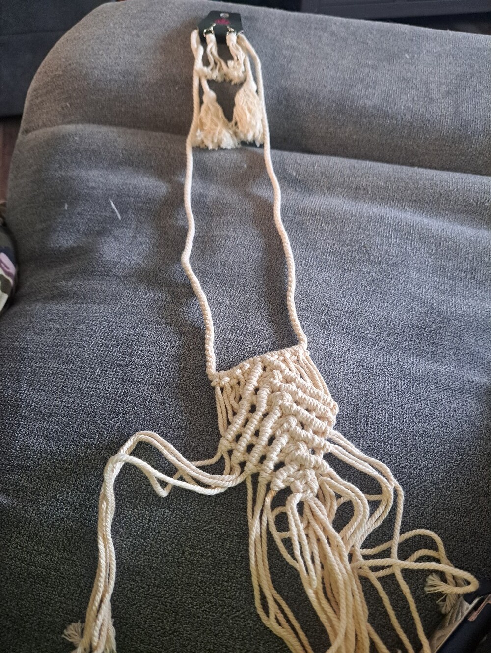 paparazzi Cream Macramé Fringe Necklace